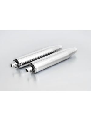 2x CUSTOM Exhaust muffler incl. cat., no end cap, chrome, EG/ABE/EEC